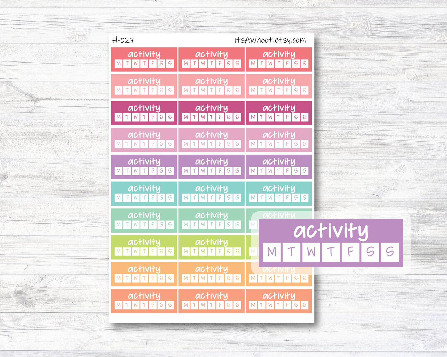 Activity Habit Tracker, Activity Sidebar Sticker, Daily Activity Tracker - Set of 30 (H027)