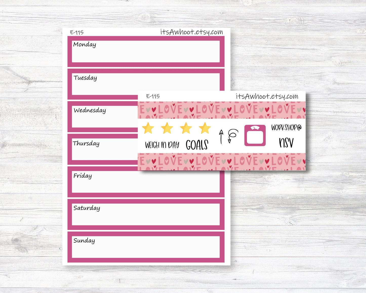 February Kit, Valentine's Day, Weight Loss Planner Stickers (B236-February2)