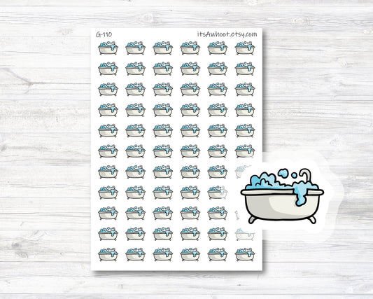 Bathtub Icon Sticker, Bathtub Planner Sticker, Bathtub Logo Sticker - .5" or Mini .25" (G110)