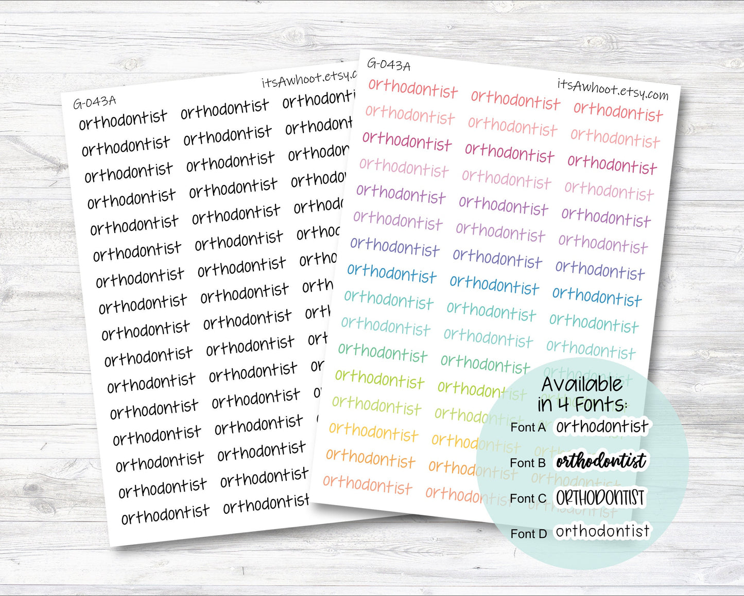 Orthodontist Planner Stickers, Orthodontist Script Stickers (G043)