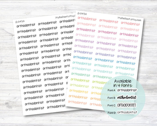 Orthodontist Planner Stickers, Orthodontist Script Stickers (G043)