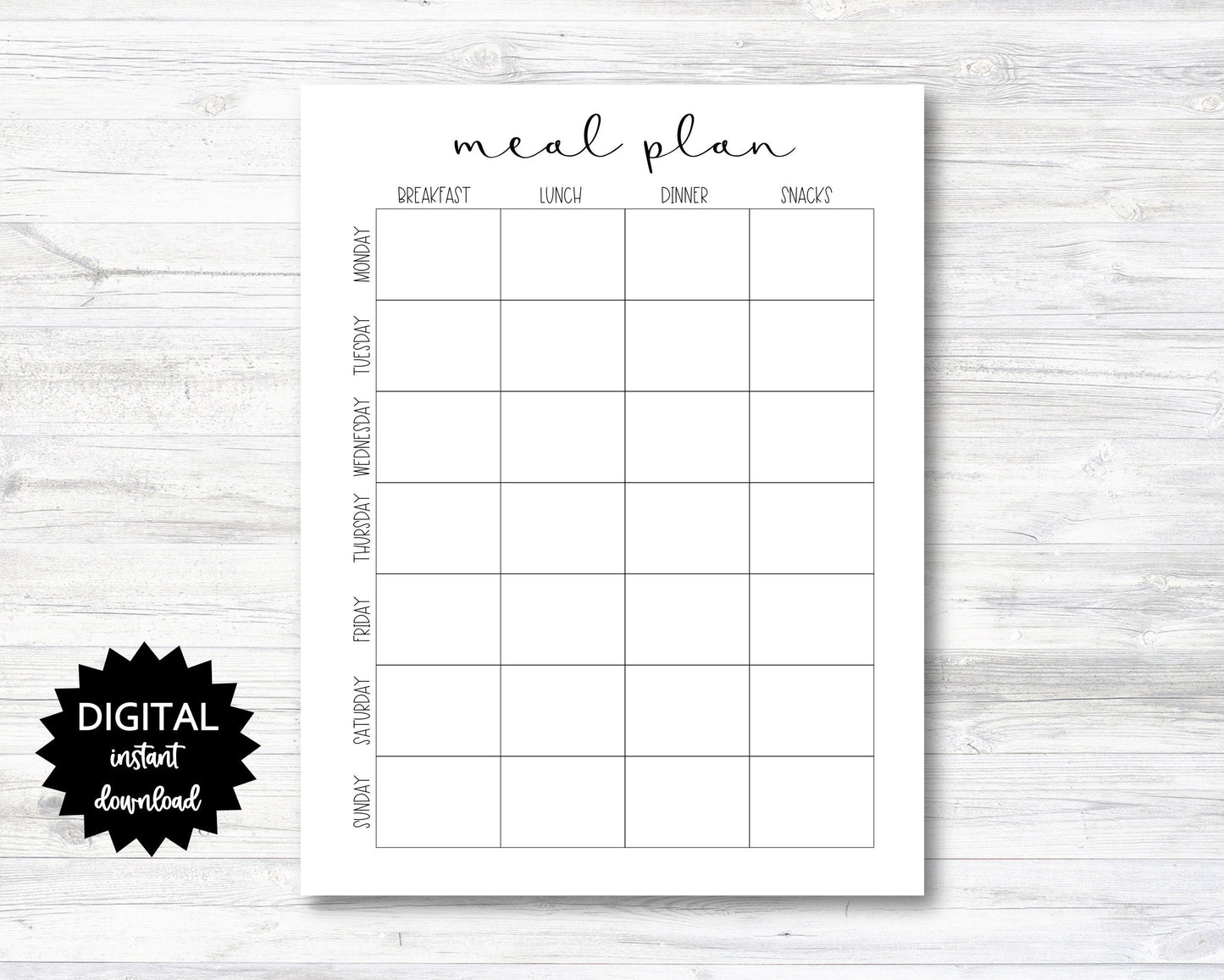 Meal Plan Digital Download, Meal Plan PRINTABLE (N006)