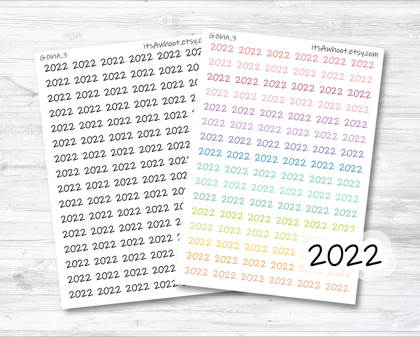 Year Script Planner Stickers - 2022 (G061_3)