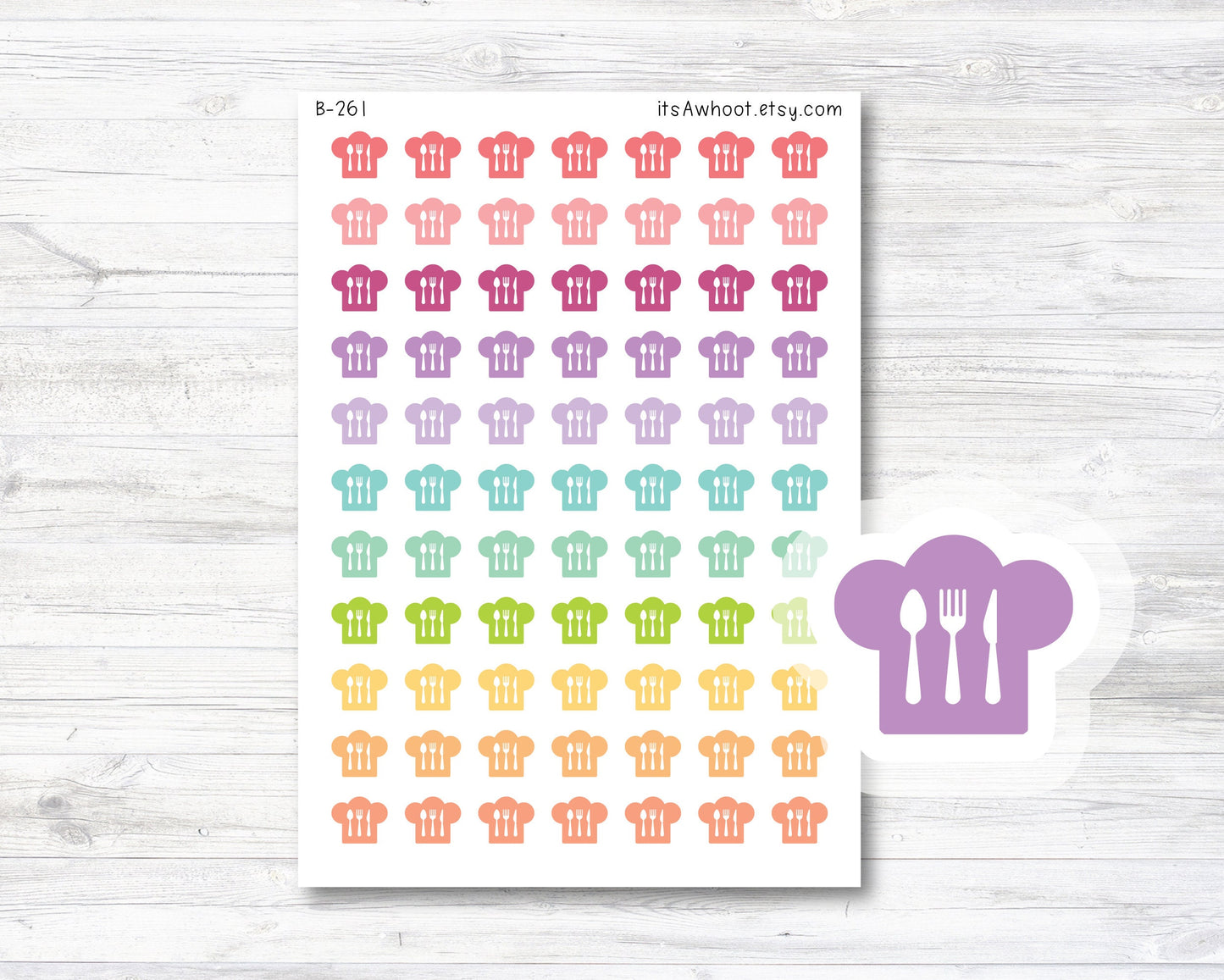 Chef Hat w/ Dinner Utensils Planner Stickers (B261)
