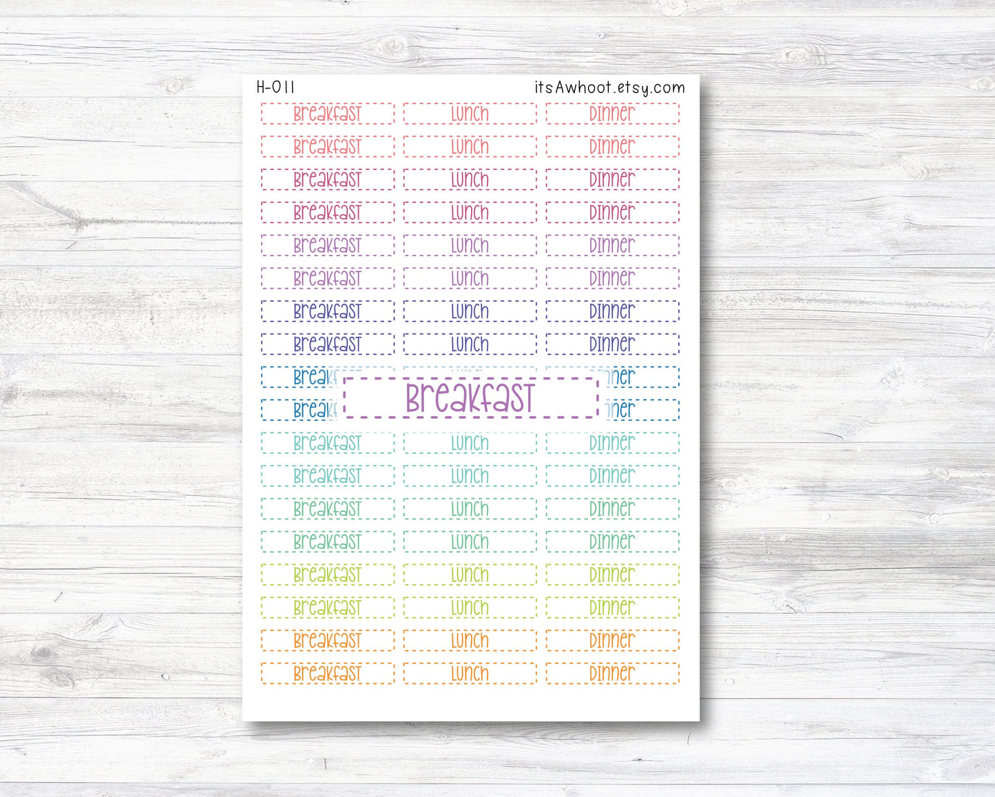 BREAKFAST, LUNCH, DINNER Header Label Stickers - Breakfast, Lunch, and Dinner Dash Box Planner Stickers (H011)