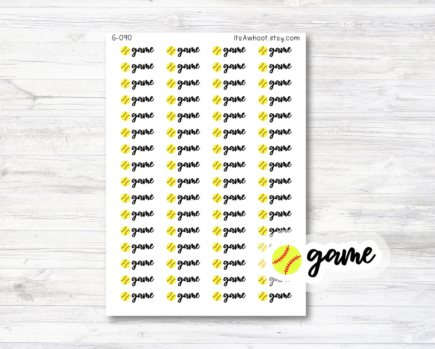 Softball Game Planner Stickers, Softball Game Stickers, Softball Stickers (G090)