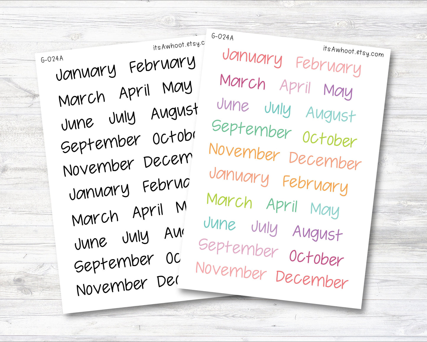 Month Script Planner Stickers (G024A)
