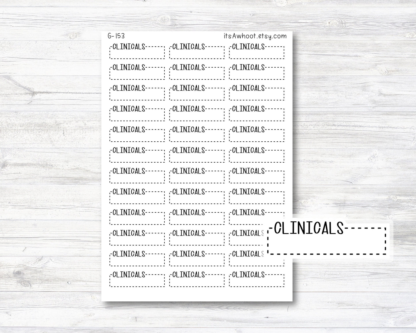 Clinicals Quarter Box Label Planner Stickers (G153)