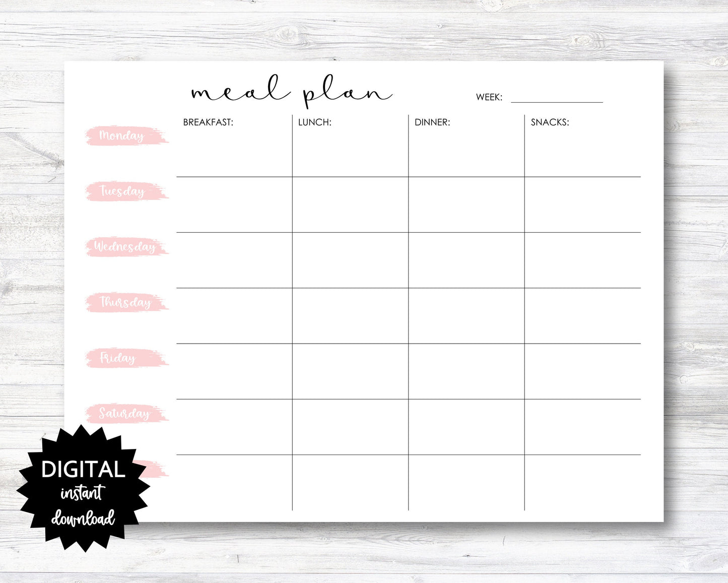 Meal Plan Builder Worksheet Printable, Meal Builder Worksheet, Meal Planner - PRINTABLE (N030)