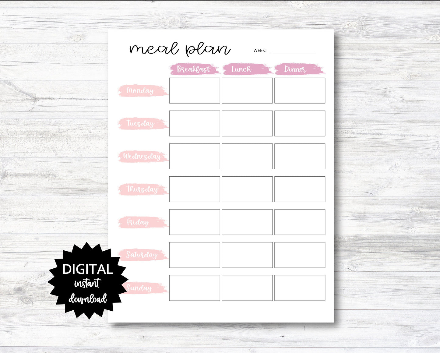 Meal Plan Printable, Meal Plan Digital Download, Meal Plan Printable, Meal Planner Insert - PRINTABLE (N031)