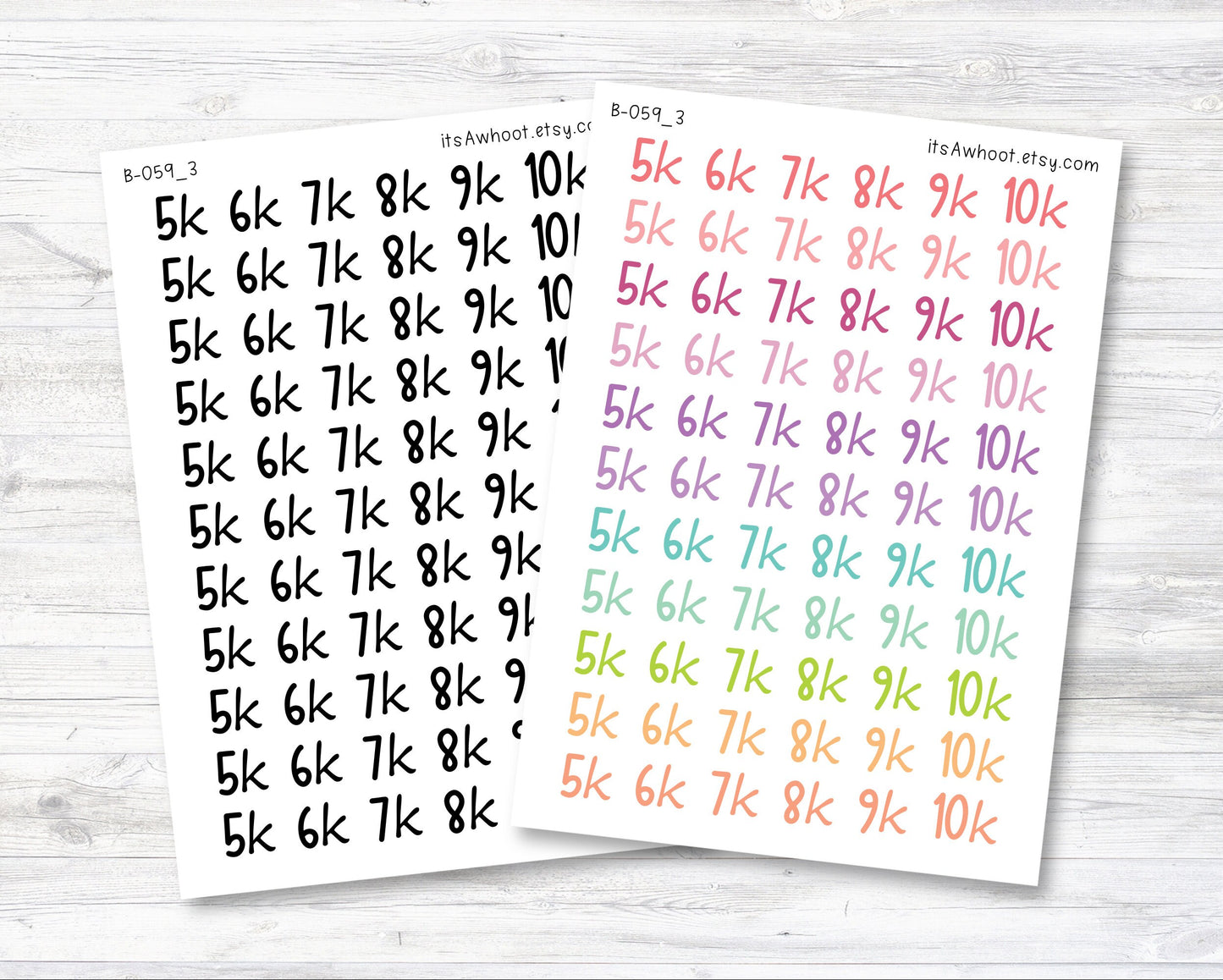5k - 10k Stickers, 5K, 6K, 7K, 8K, 9K, 10K Planner Stickers (B059_3)