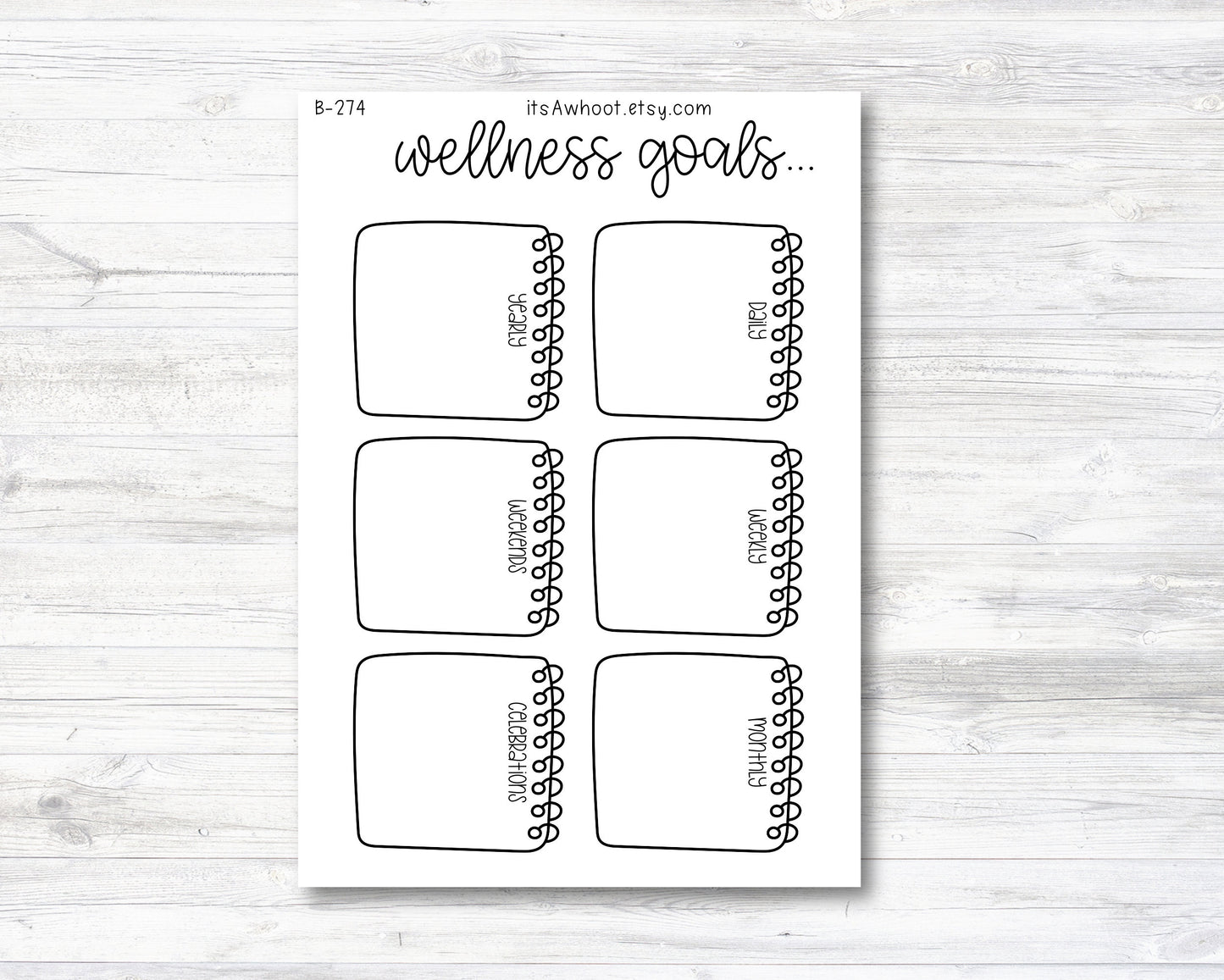 WELLNESS GOALS Planner Dashboard Stickers (B274)