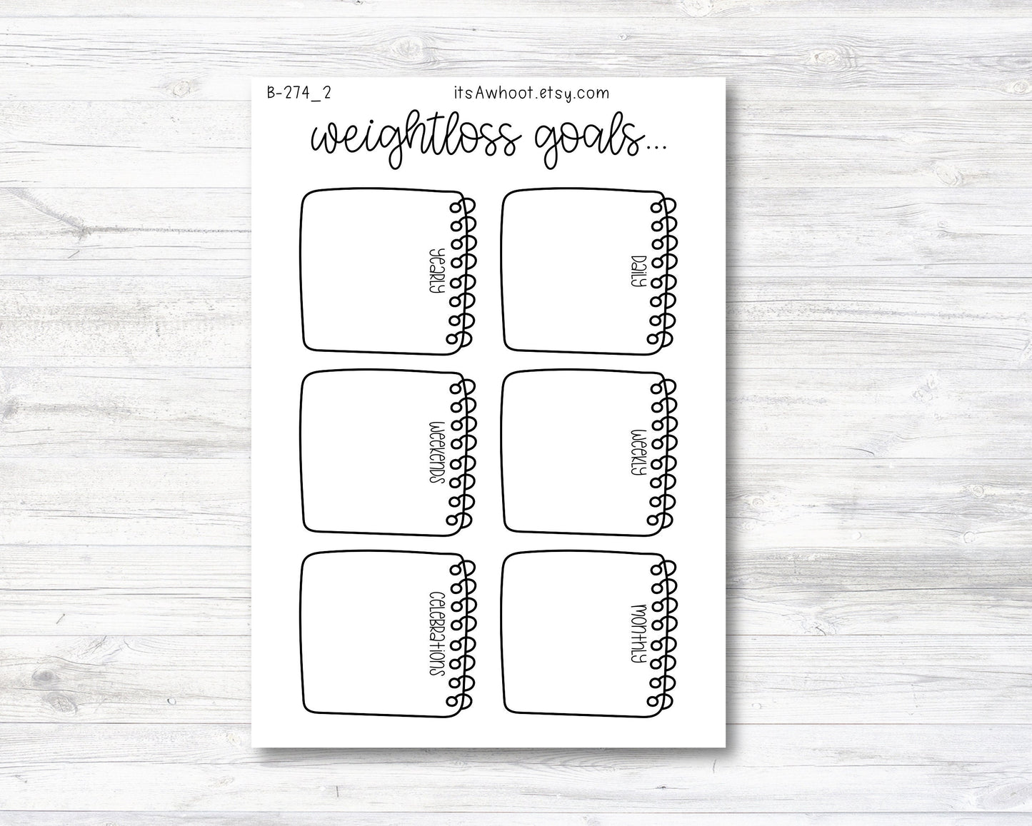 WEIGHTLOSS GOALS Planner Dashboard Stickers (B274_2)