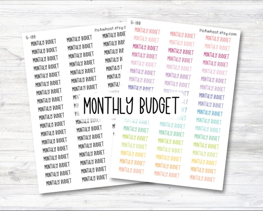 MONTHLY BUDGET Script Planner Stickers (G188)