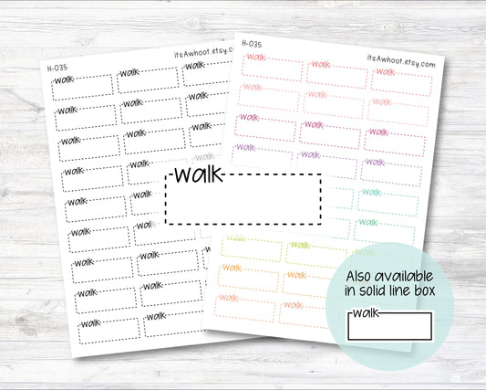 WALK Quarter Box Label Planner Stickers - Dash or Solid (H035)