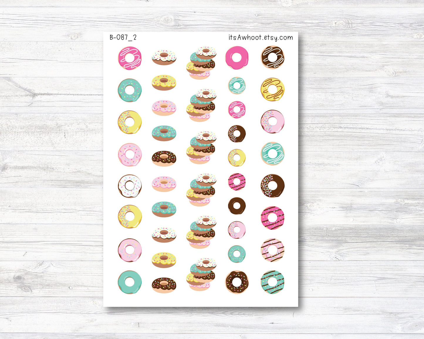 Donut Stickers, Donut Icon Planner Stickers (B087_2)