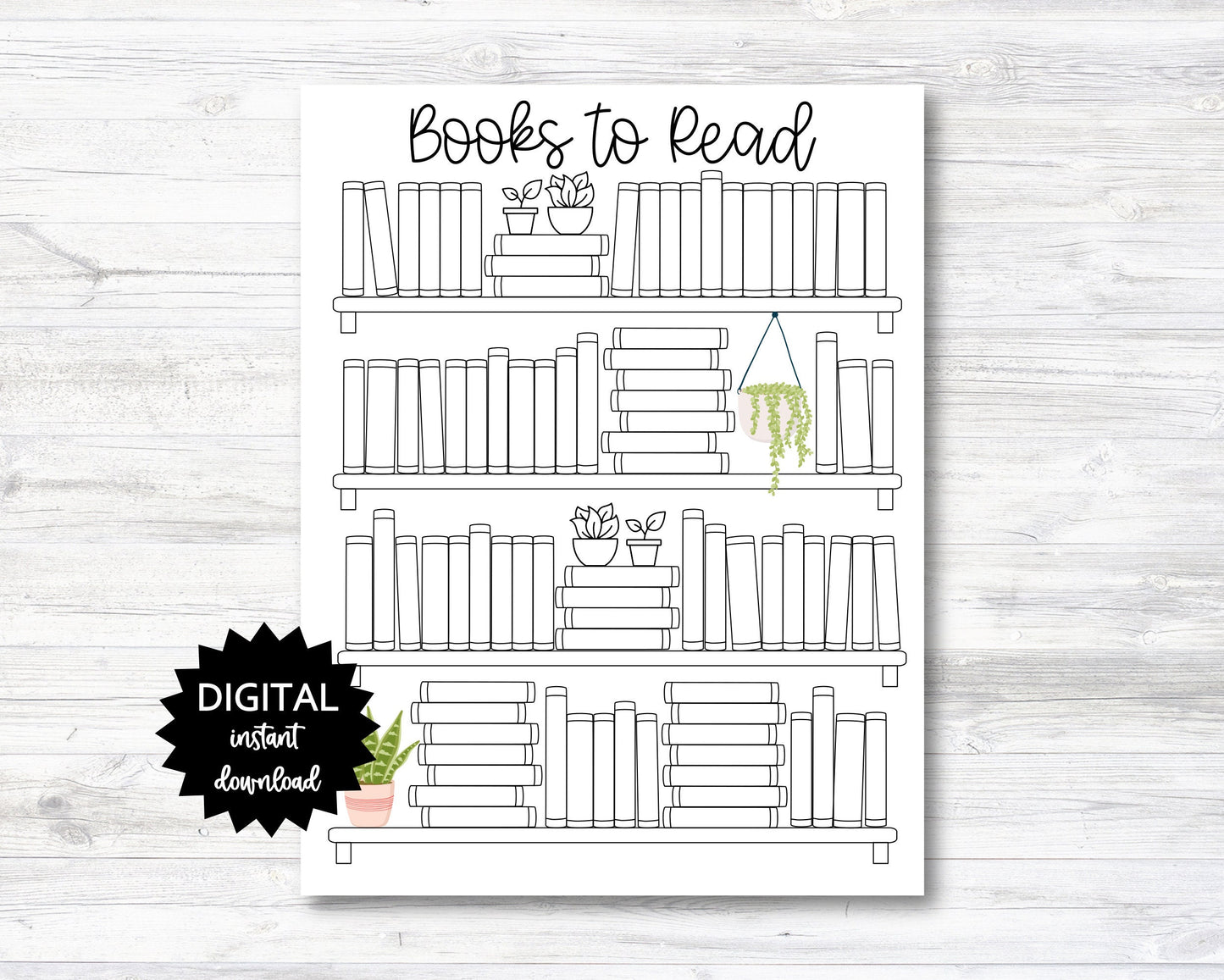 Books To Read Printable, Reading Tracker, Bookshelf Printable - PRINTABLE (N038)