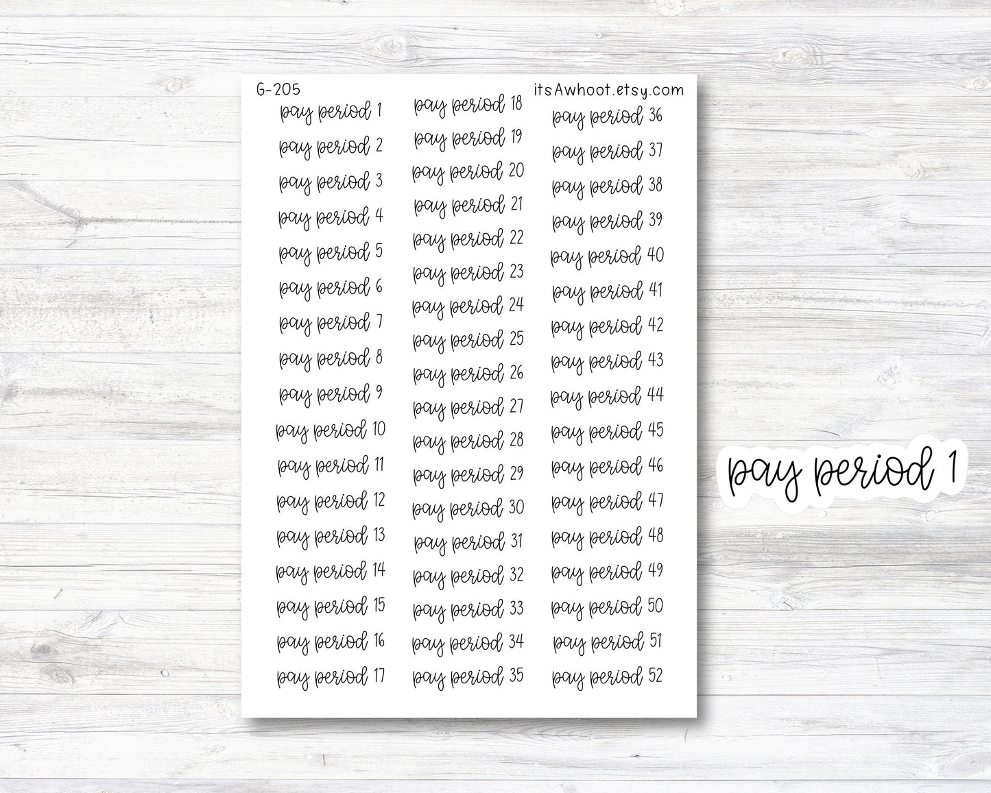 Pay Period Week Script Planner Stickers (G205)