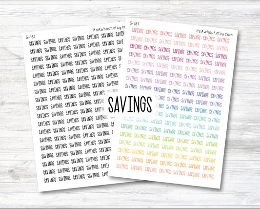 SAVINGS Script Planner Stickers (G187)