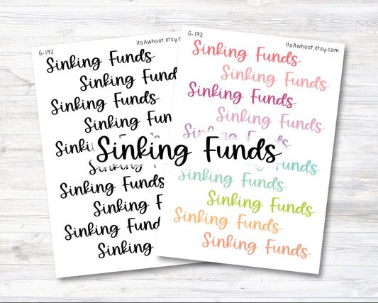 SINKING FUNDS Script Header Stickers, Sinking Funds Planner Stickers (G193)