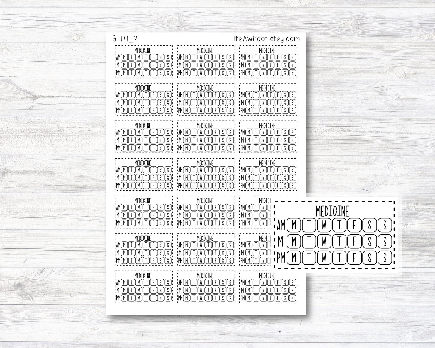 Medicine Am/Mid-day/PM Habit Tracker Planner Stickers, Medicine Habit Tracker Stickers (G171_2)