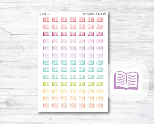 Book / Read Planner Stickers, Book / Read icon Stickers - .5" (G058_3)