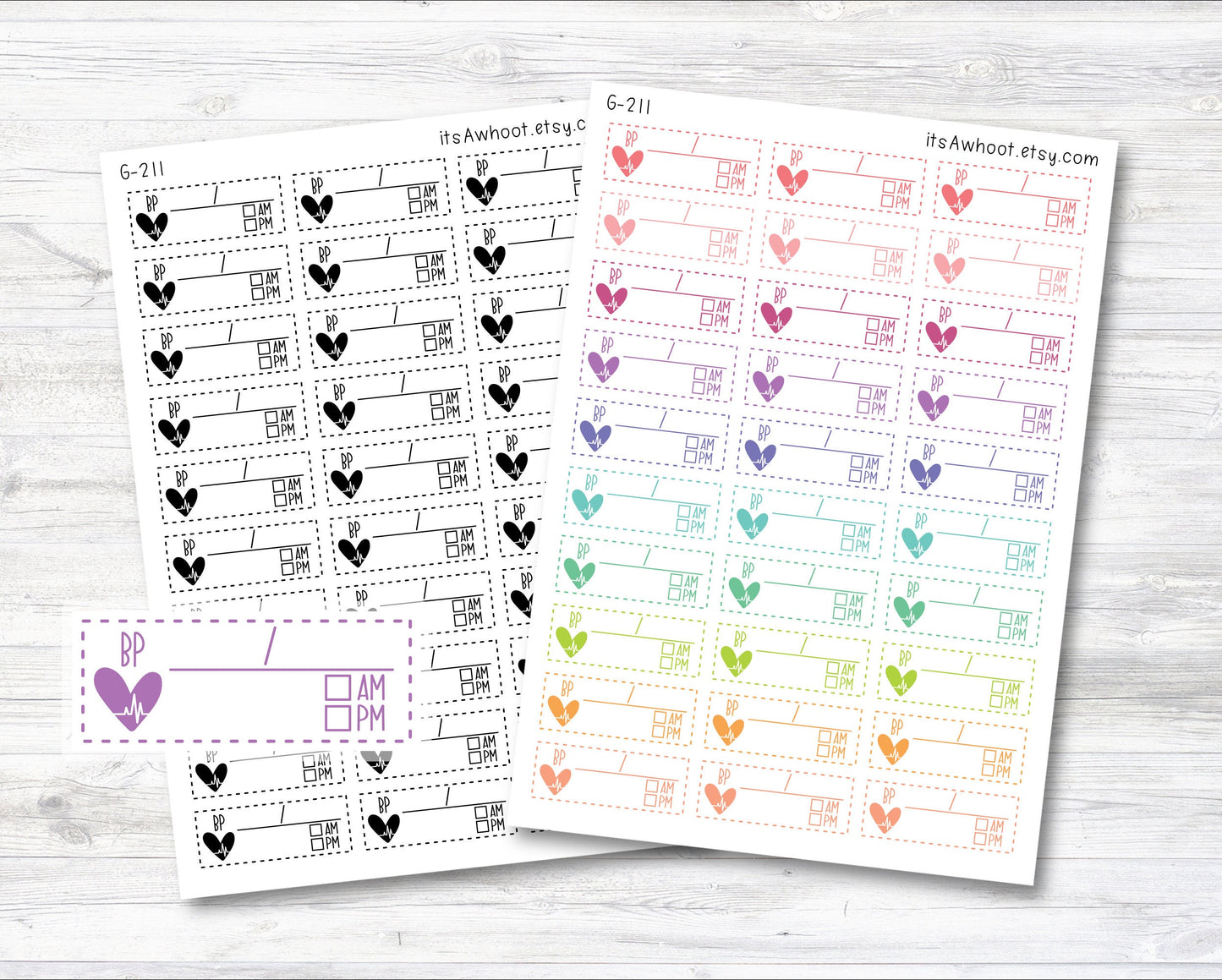 Blood Pressure Monitoring Stickers, Blood Pressure Tracking Planner Stickers (G211)