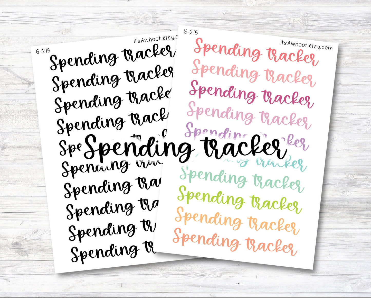 SPENDING TRACKER Script Header Stickers, Spending Tracker Planner Stickers (G215)