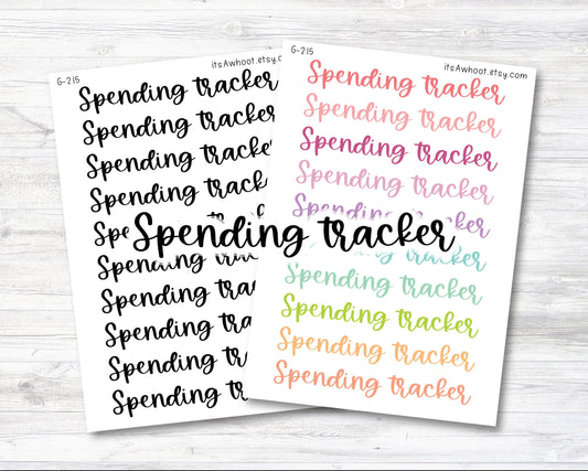 SPENDING TRACKER Script Header Stickers, Spending Tracker Planner Stickers (G215)