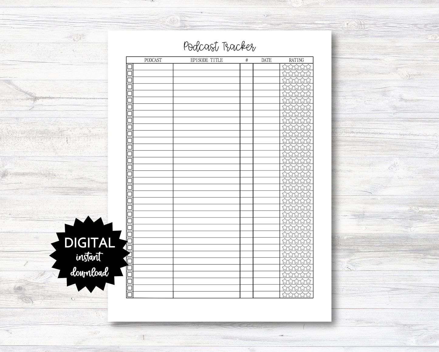 Podcast Tracker Printable, Podcast Tracker, Podcast Tracker Digital Download - PRINTABLE (N046_5)