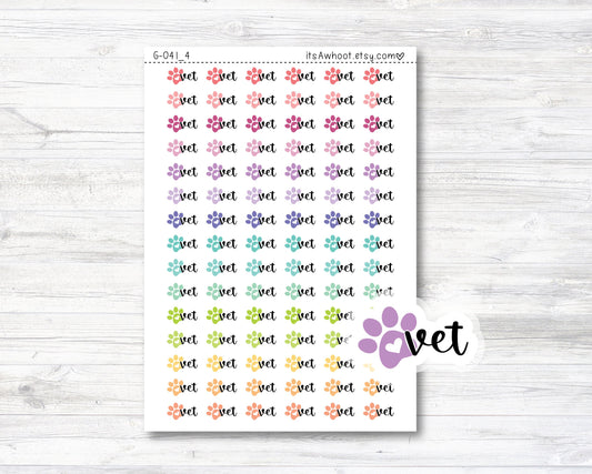 Vet Planner Stickers, Vet Paw Print Planner Stickers (G041_4)