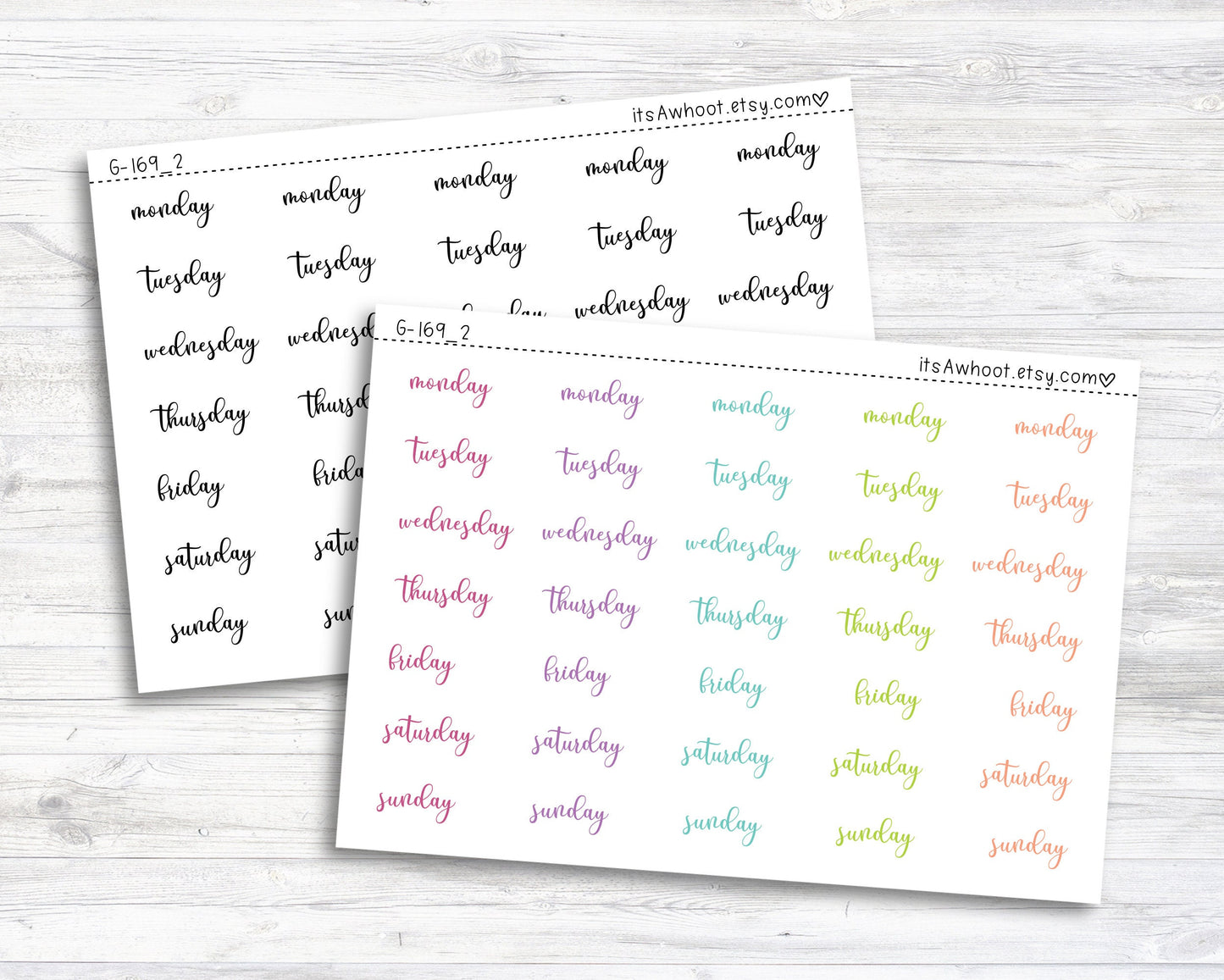 Days of the Week Script Stickers (G169_2)