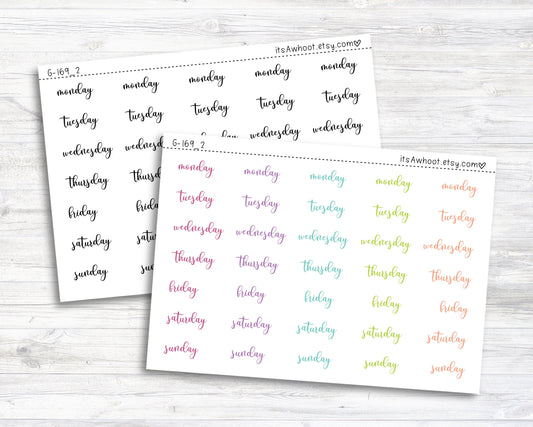 Days of the Week Script Stickers (G169_2)