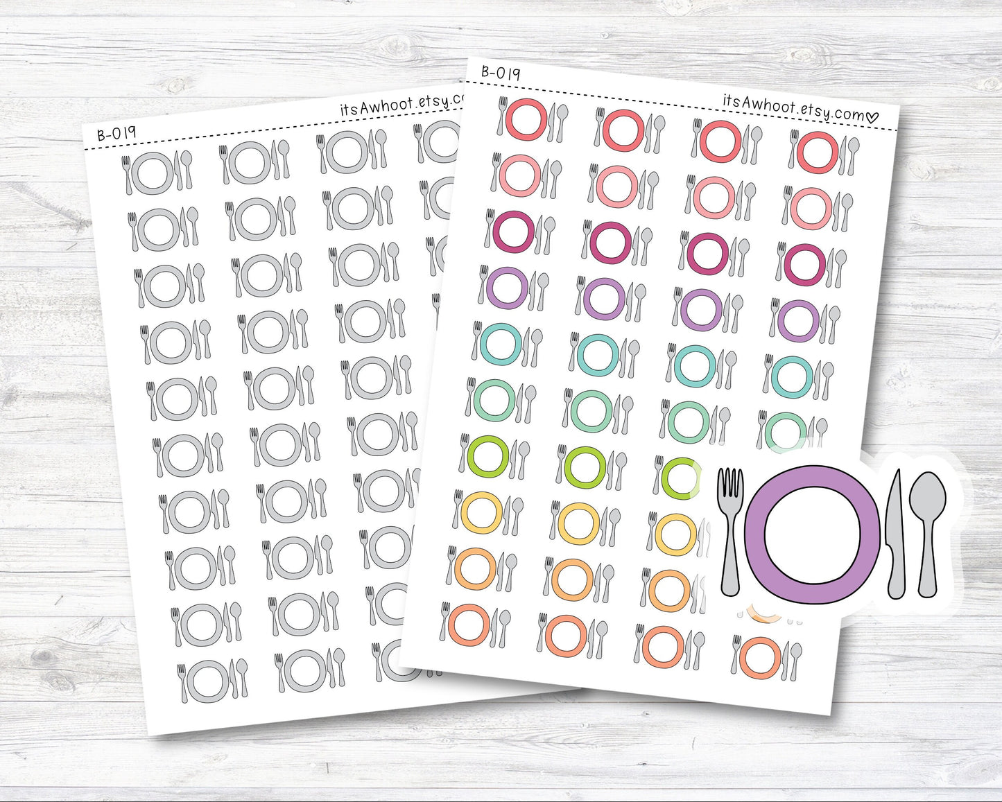 Dinner Plate Stickers, Meal Planner Stickers, Dinner Stickers, Doodle Dinner Plate Stickers (B019)