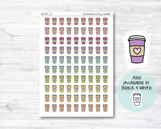 Coffee Stickers, Coffee Icon Planner Stickers - Doodle Coffee Stickers (B027_3)