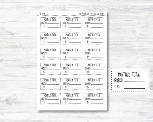 Monthly Order Tracking Stickers - Dash Box (G115_3)