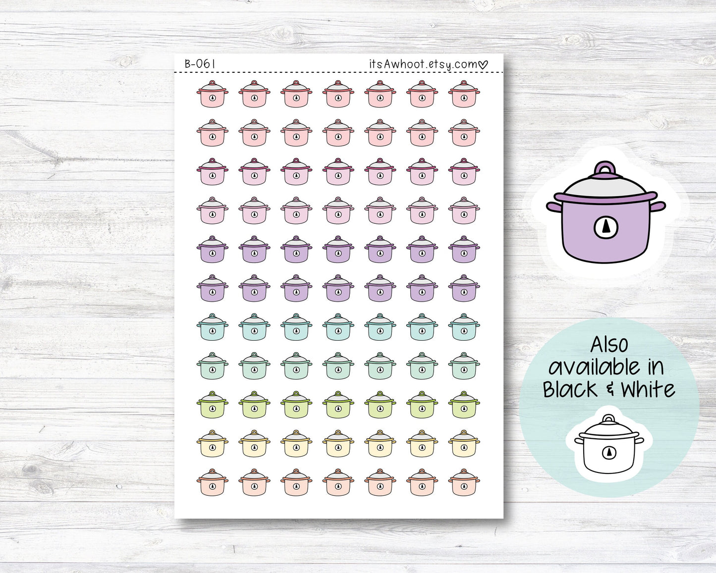 Crock Pot Planner Stickers, Slow Cooker Stickers, Doodle Crock Pot Stickers (B061)