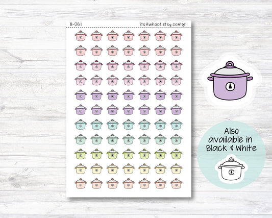 Crock Pot Planner Stickers, Slow Cooker Stickers, Doodle Crock Pot Stickers (B061)