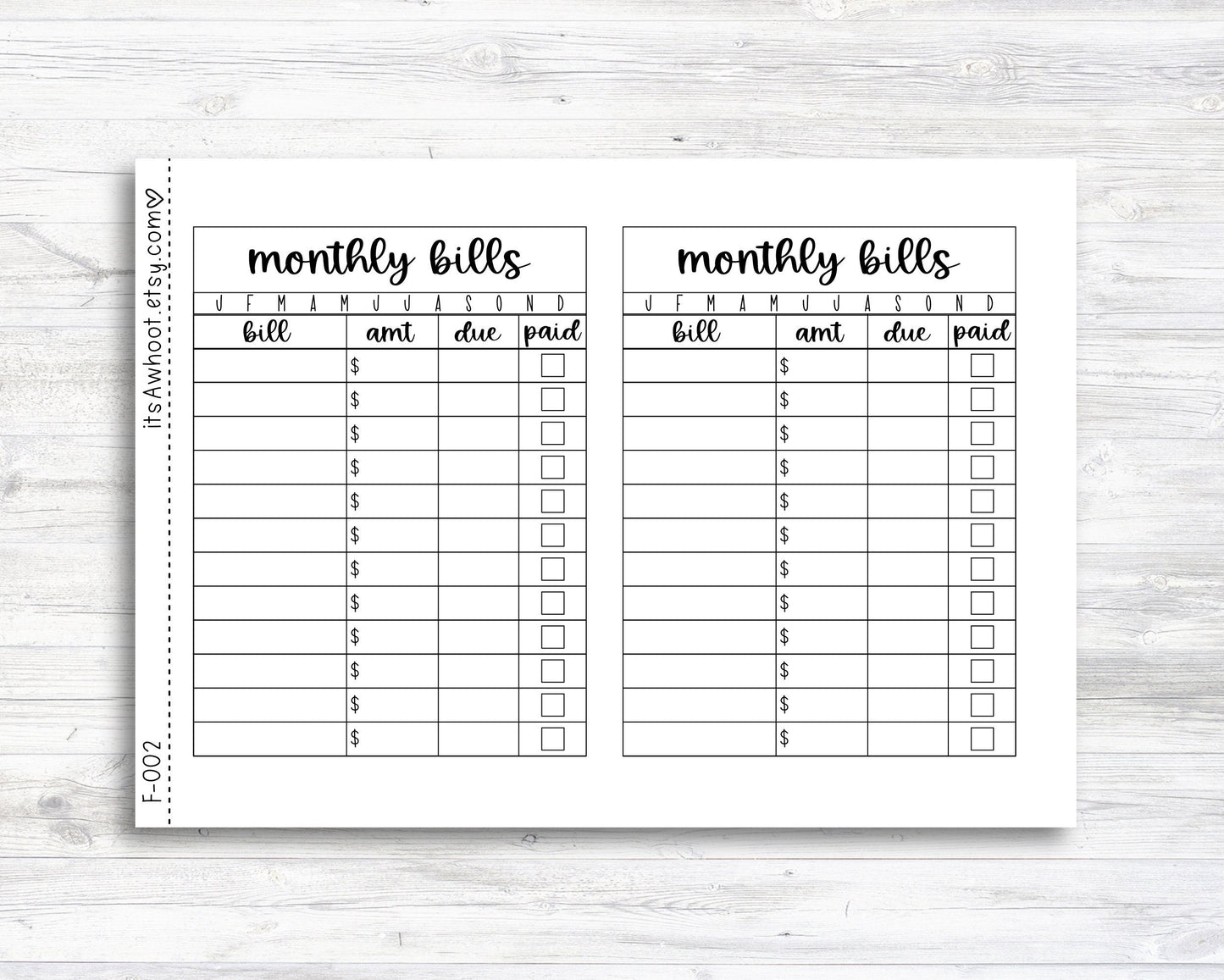 Monthly Bills Dashboard Sticker, Bills Due Stickers, Bills Paid Sticker, Bills Tracker (F002)