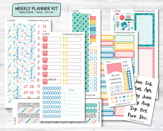 WEEKLY Kit Planner Stickers - "Back to School" - Happy Planner CLASSIC - Vertical (C003)