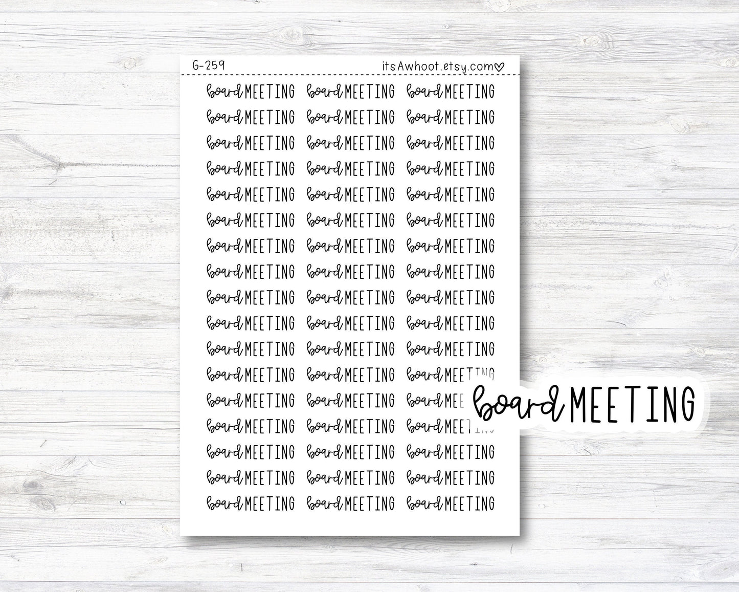 BOARD MEETING Stickers, Board Meeting Script Planner Stickers, Board Meeting Mixed Script Stickers (G259)
