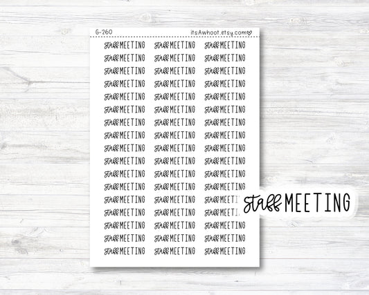 STAFF MEETING Stickers, Staff Meeting Script Planner Stickers, Staff Meeting Mixed Script Stickers (G260)
