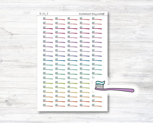 Toothbrush icon Stickers, Toothbrush Planner Stickers, Toothbrush Doodle Stickers (G111_2)