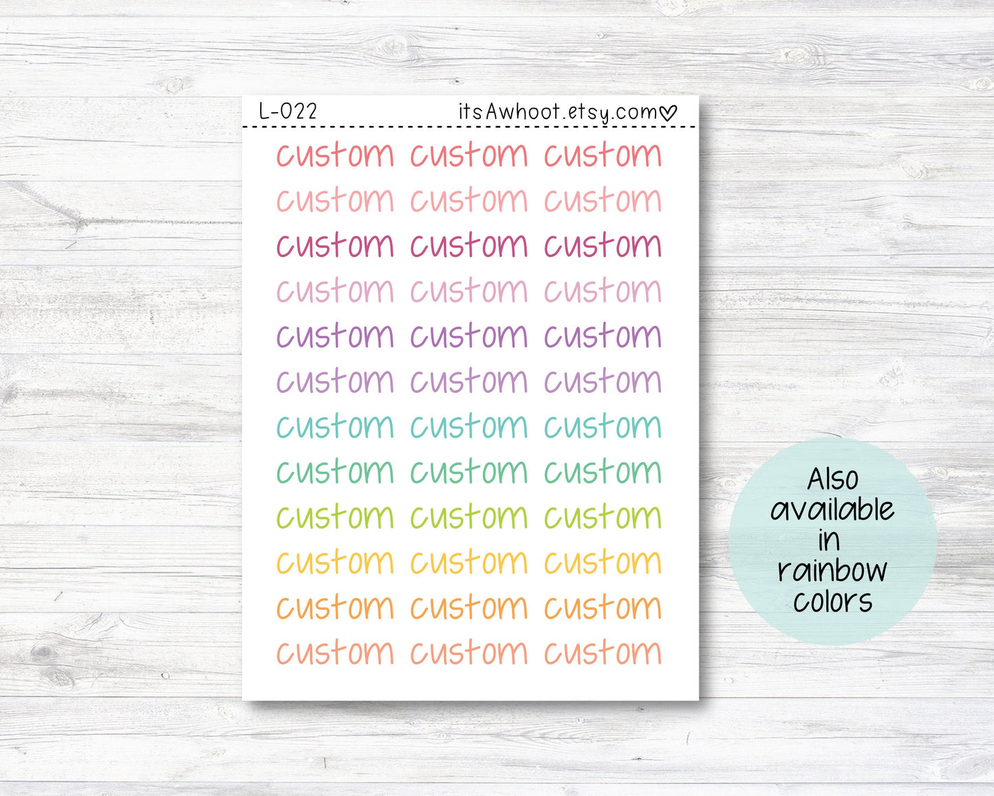 Personalized Script Planner Stickers with Your Custom Text, Custom Text Stickers - 4"x5" SMALL SHEET (L022)