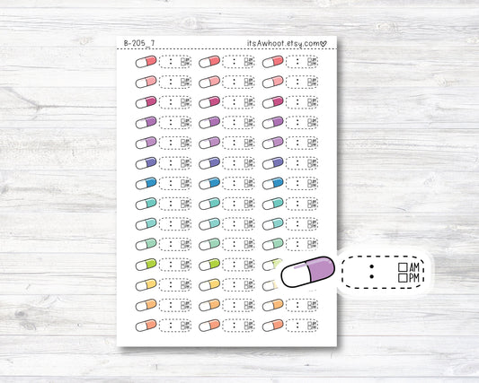 Pill Time Tracking Planner Stickers, Medicine Doodle Planner Stickers, Medication Tracking Reminder Stickers (B205_7)