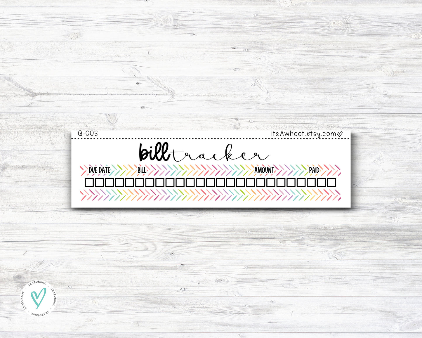 BILL TRACKER Budget Sticker Kit - 7x9 Planner (Q003)