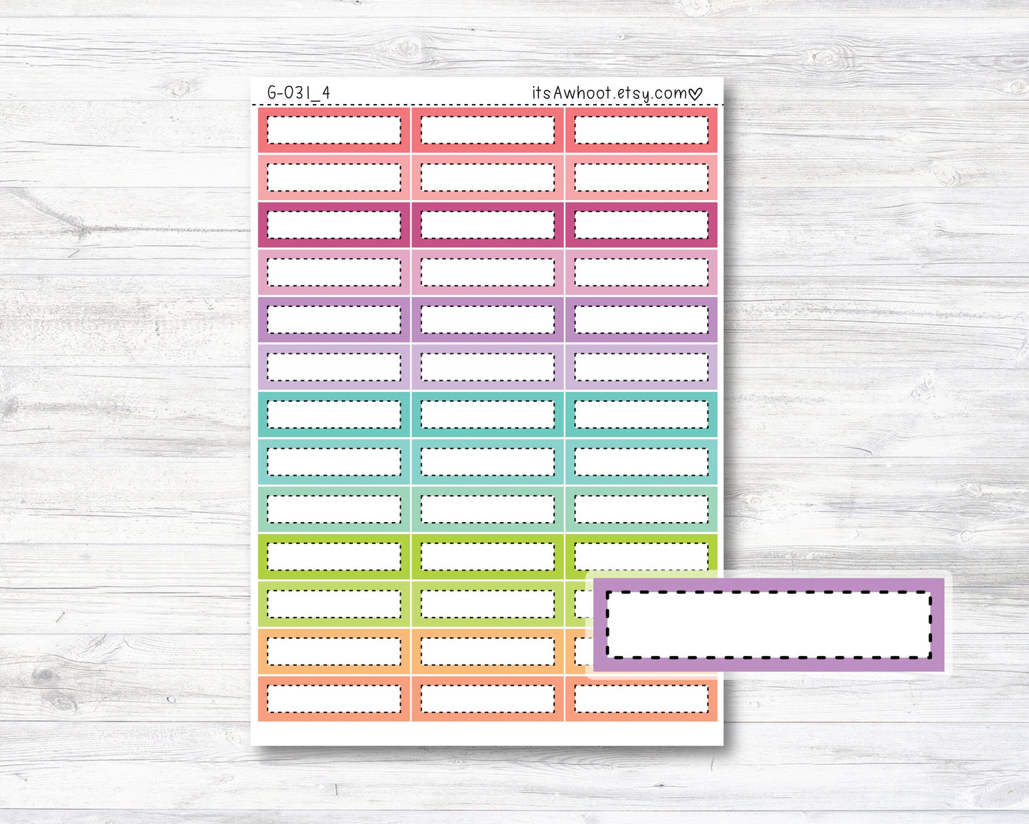 Label Planner Stickers - .4" Dash Box (G031_4)