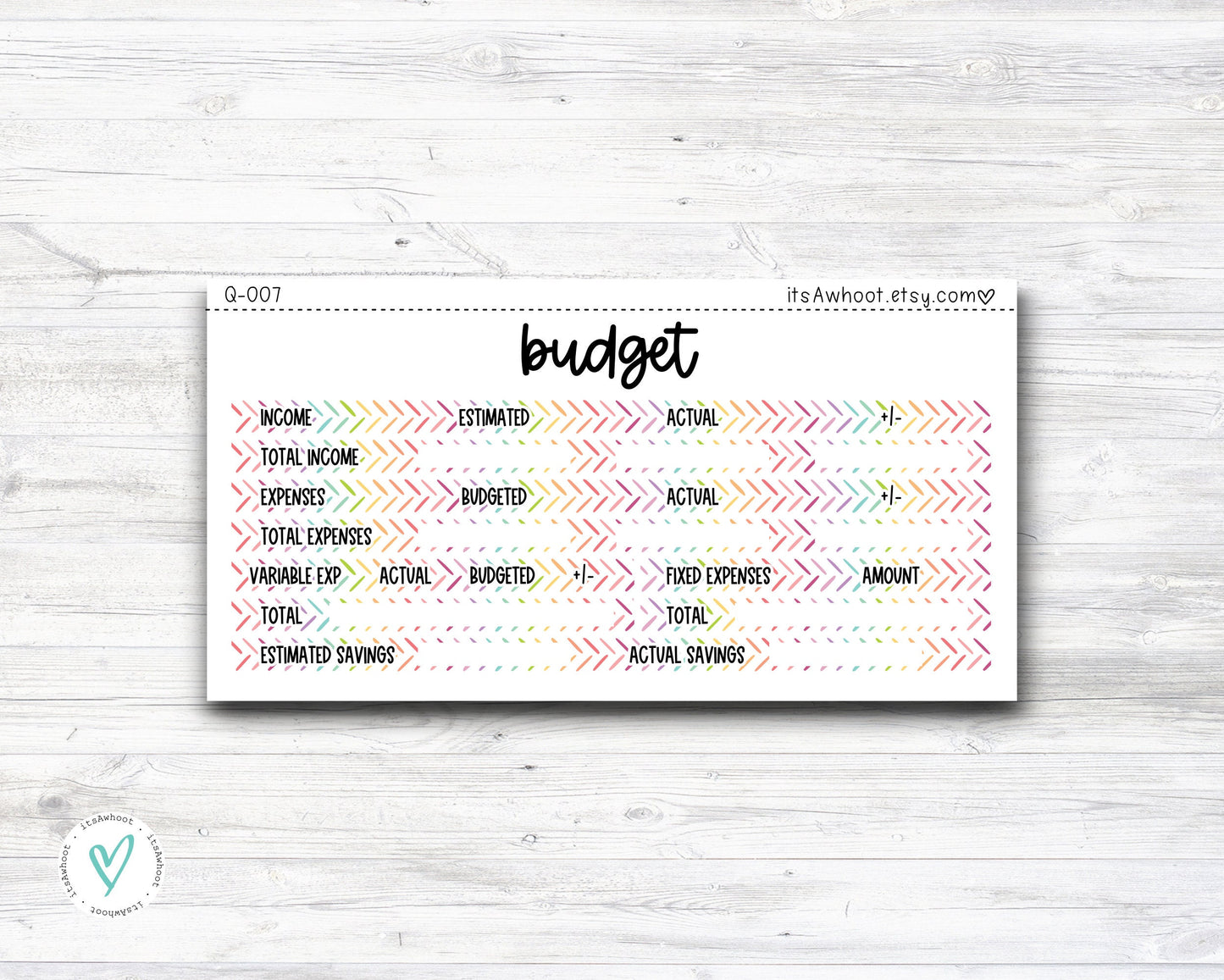 BUDGET Sticker Kit - 7x9 Planner (Q007)