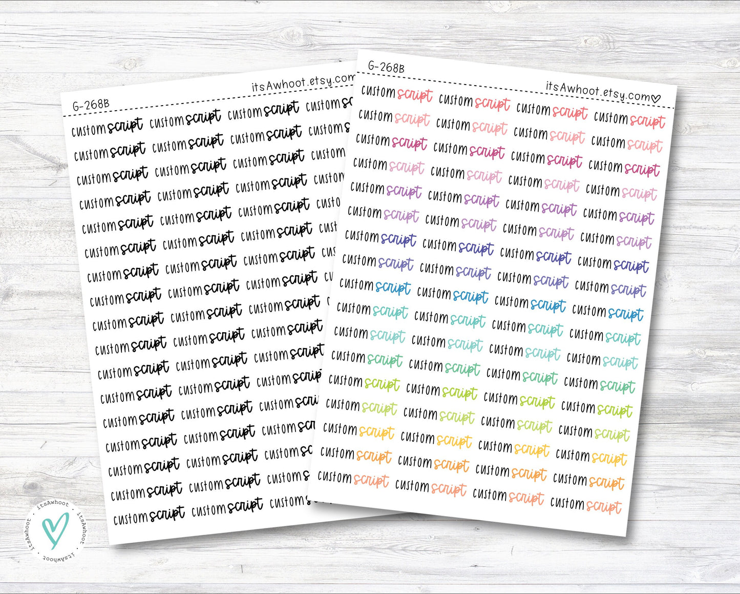 Personalized Mixed Script Planner Stickers with Your Custom Text (G268)