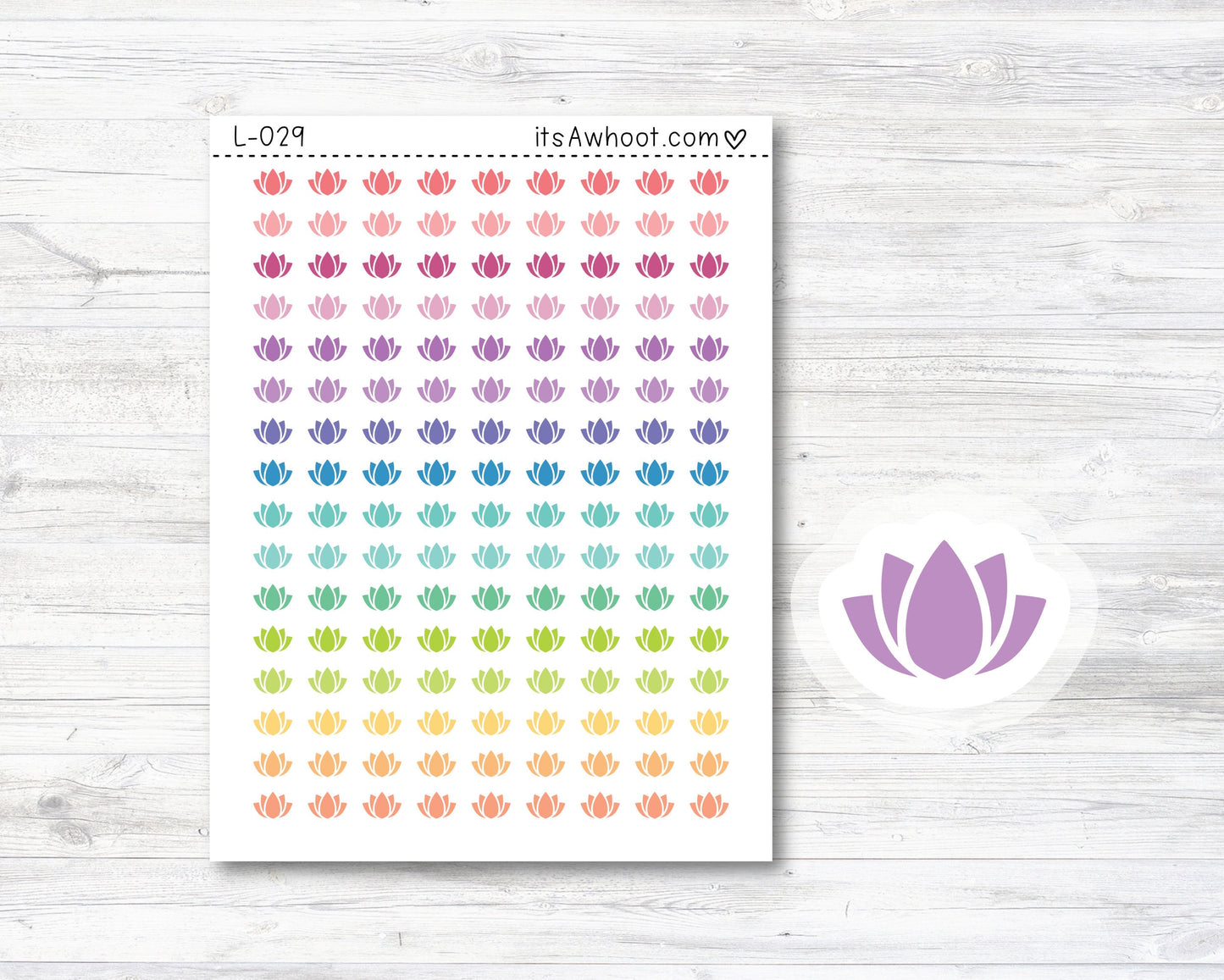 Lotus Flower Stickers - SMALL DECO SHEET Mini .25" Tall (L029)